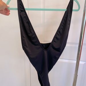 Black low cut bathing suit